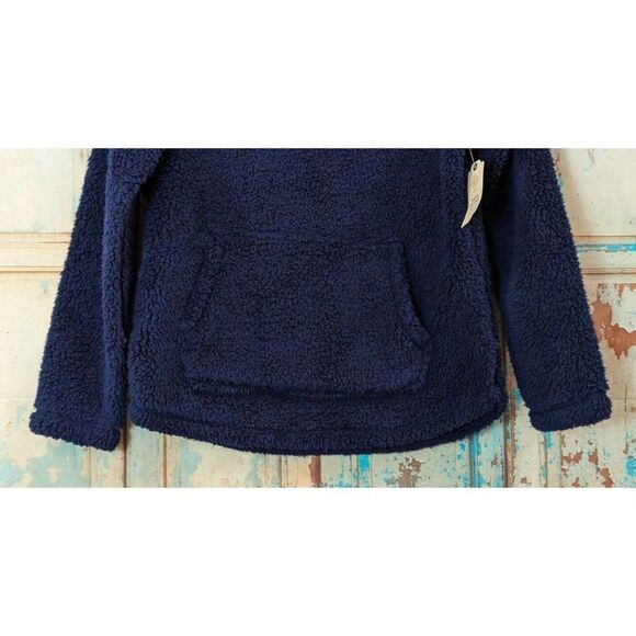 St. Johns Bay Women Size PM Sherpa Mock Neck Long Sleeve Pullover Blue Very Soft - Picture 3 of 11